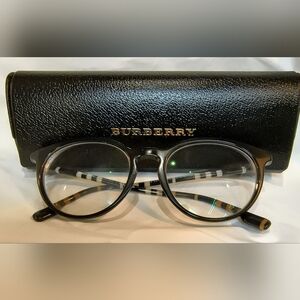 Burberry Unisex Black Glasses / RX Frames (B2318 4007 51) with Plaid/Stripes